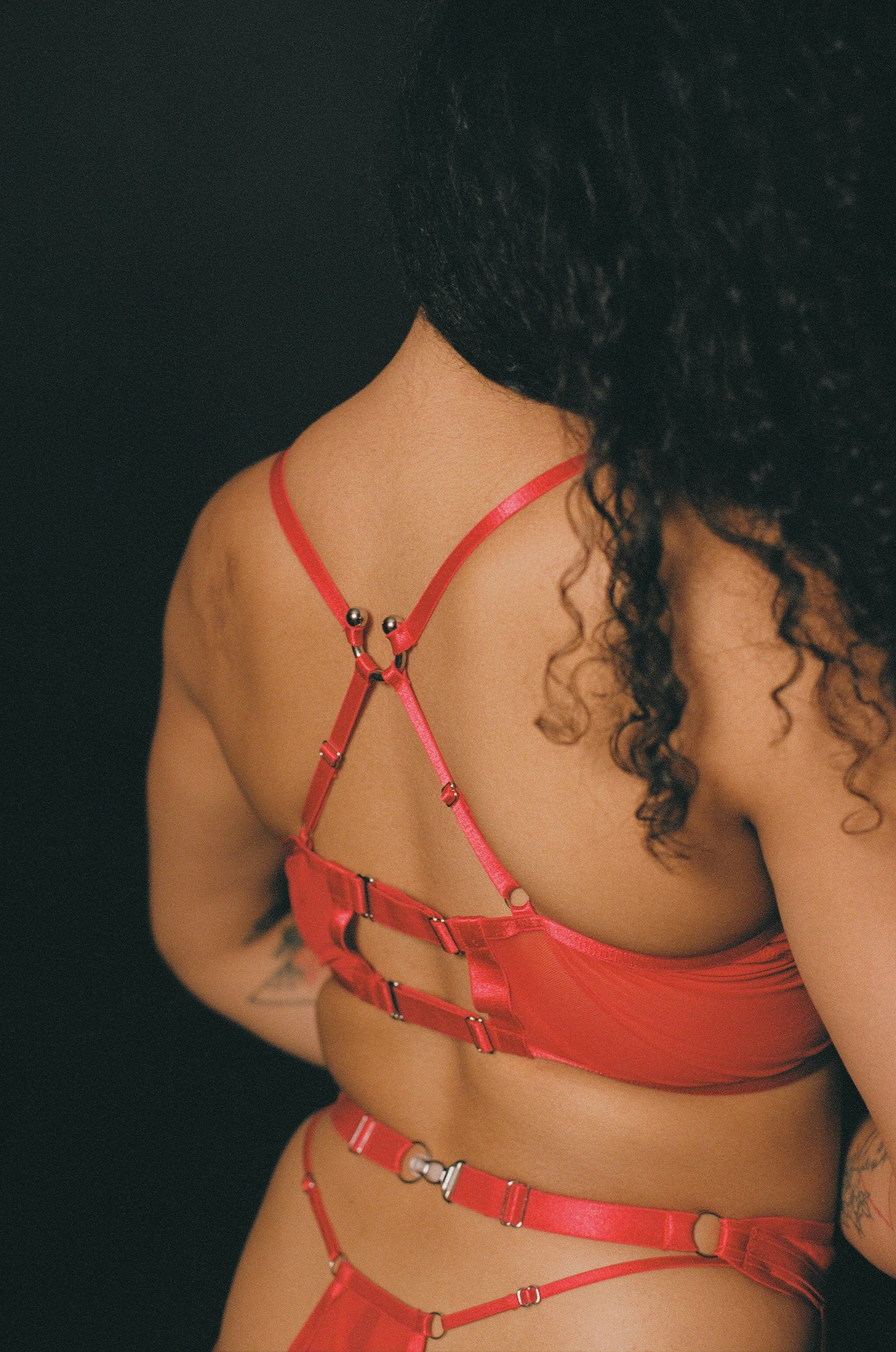 Doing It To Death Layered Mesh Bralette In Red