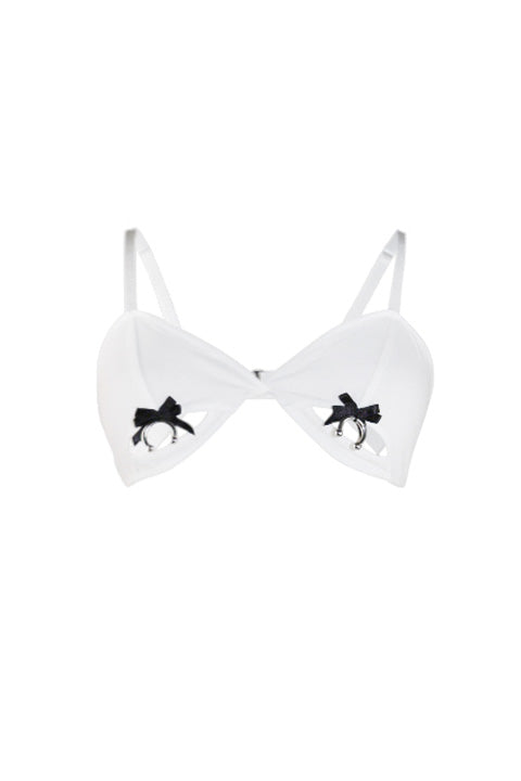 Crystalised Triangle Bralette In White
