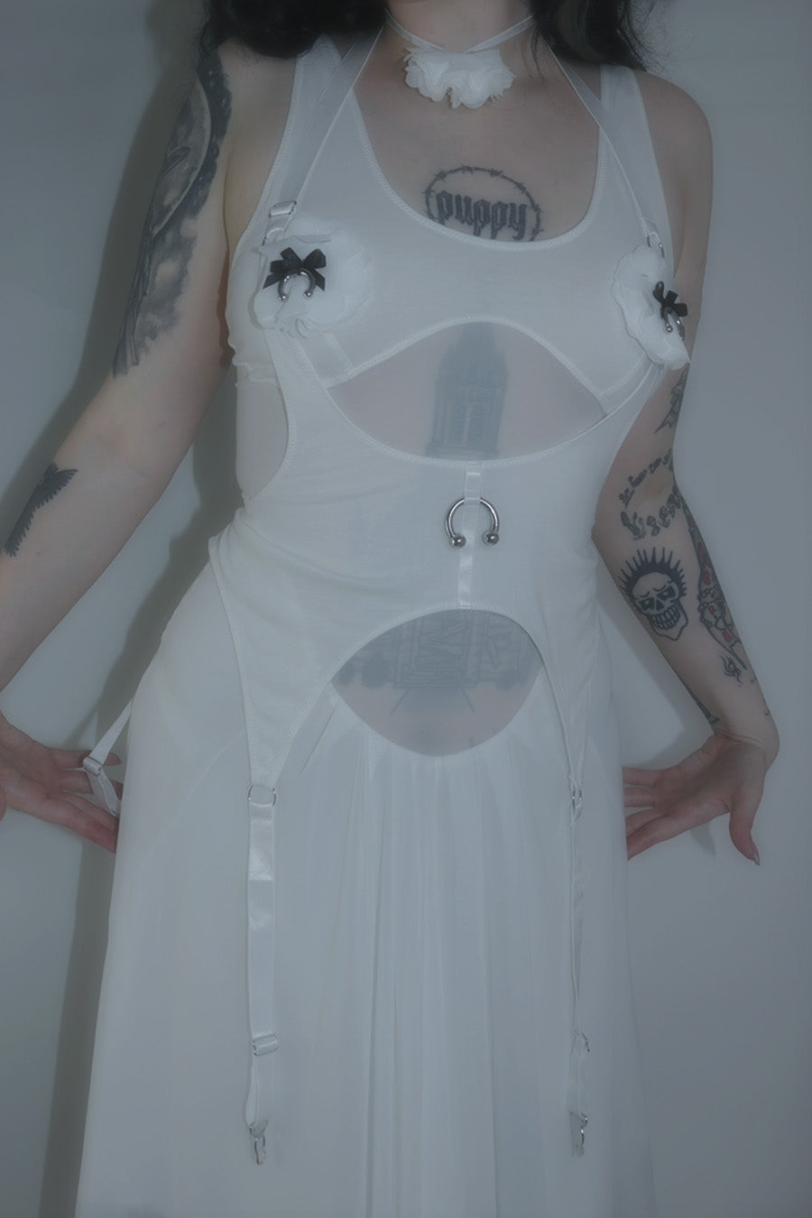 Happy Ending Garter Belt In White Organic Cotton