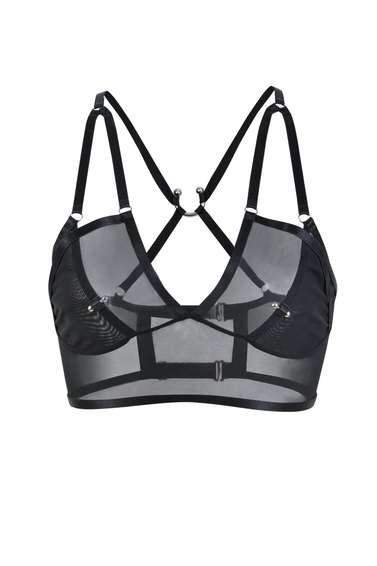 Doing It To Death Layered Mesh Bralette In Black