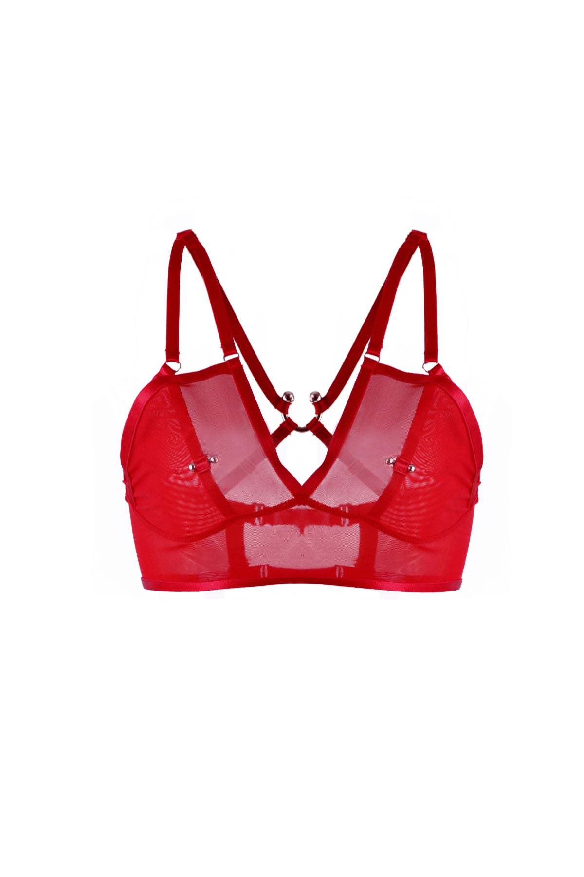 Doing It To Death Layered Mesh Bralette In Red