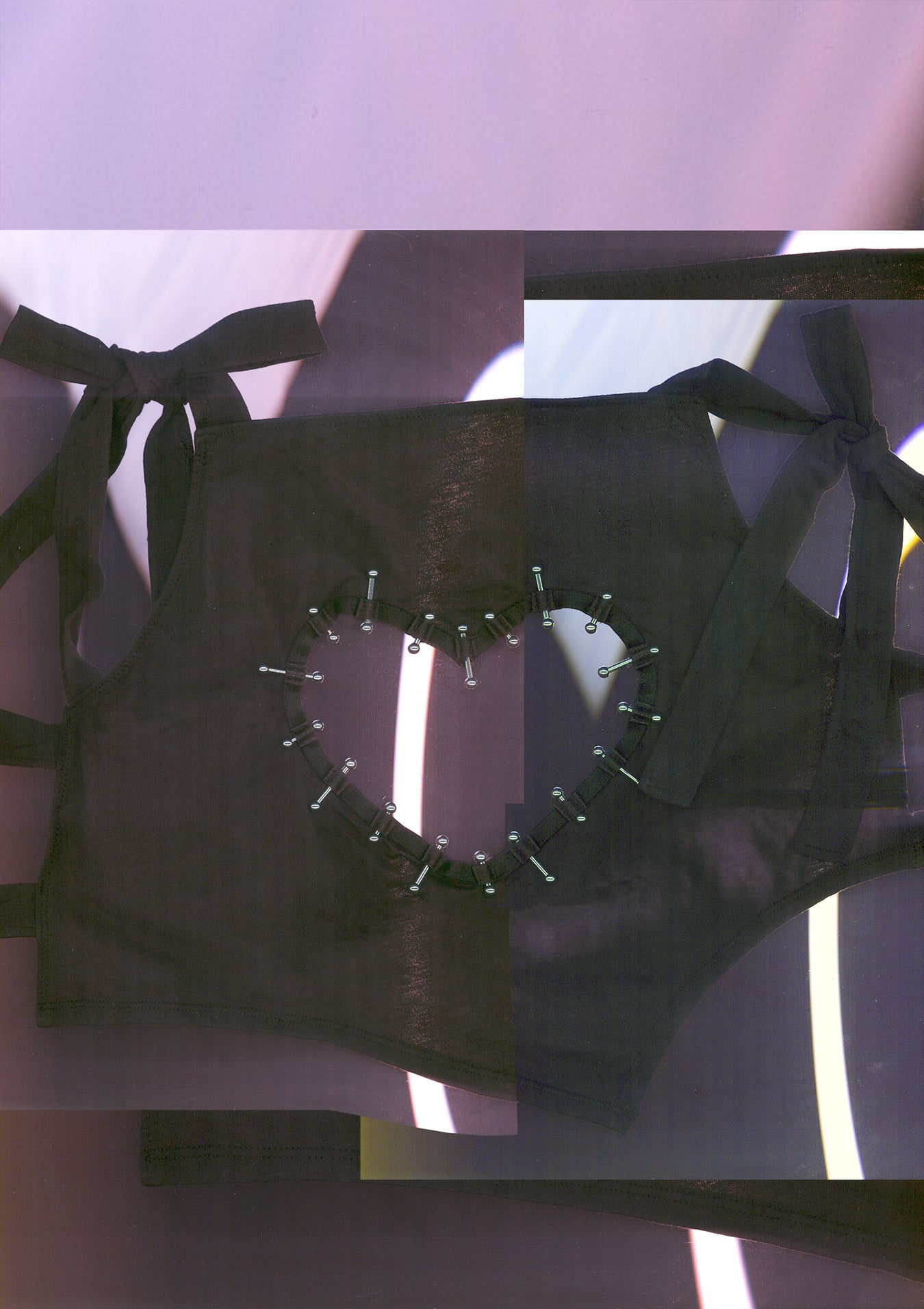 Lovefool Heart Cutout Bow Top In Black