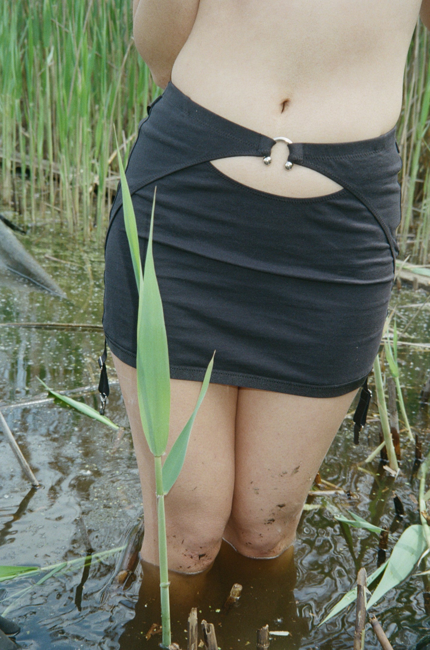 Underneath It All Backless Mini Skirt With Thong In Black