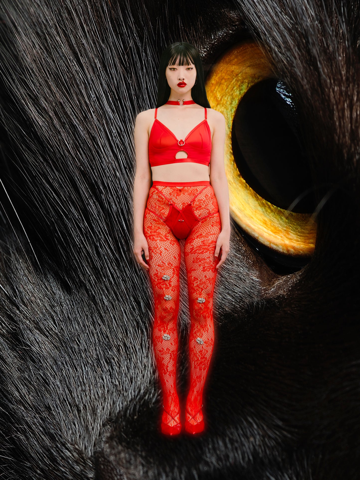 Love Is A Deserter Choker Bralette In Red