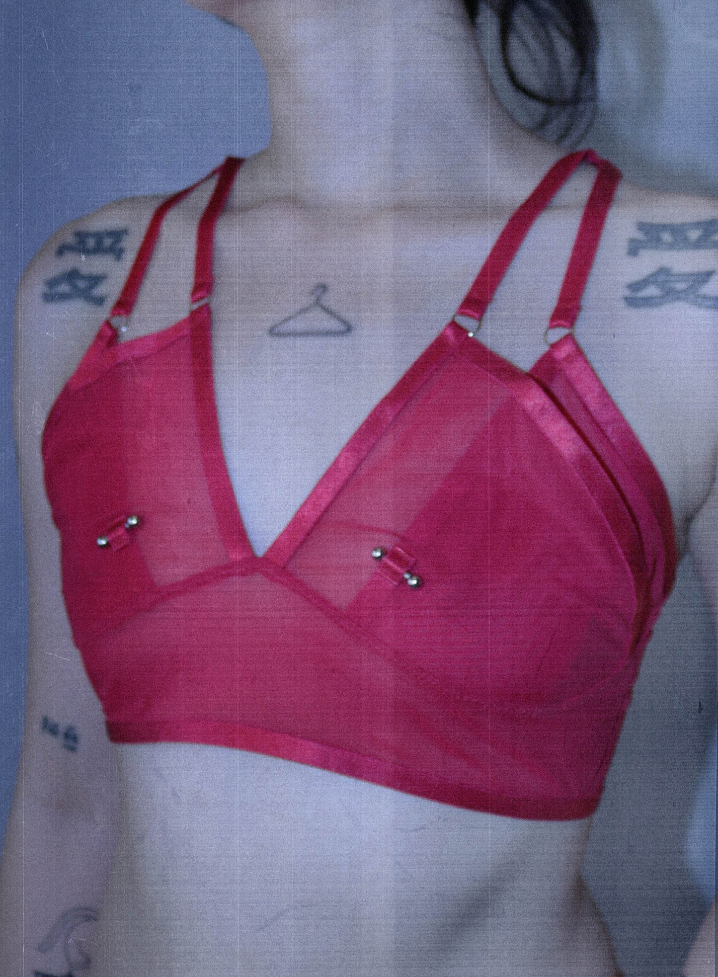 Doing It To Death Layered Mesh Bralette In Red