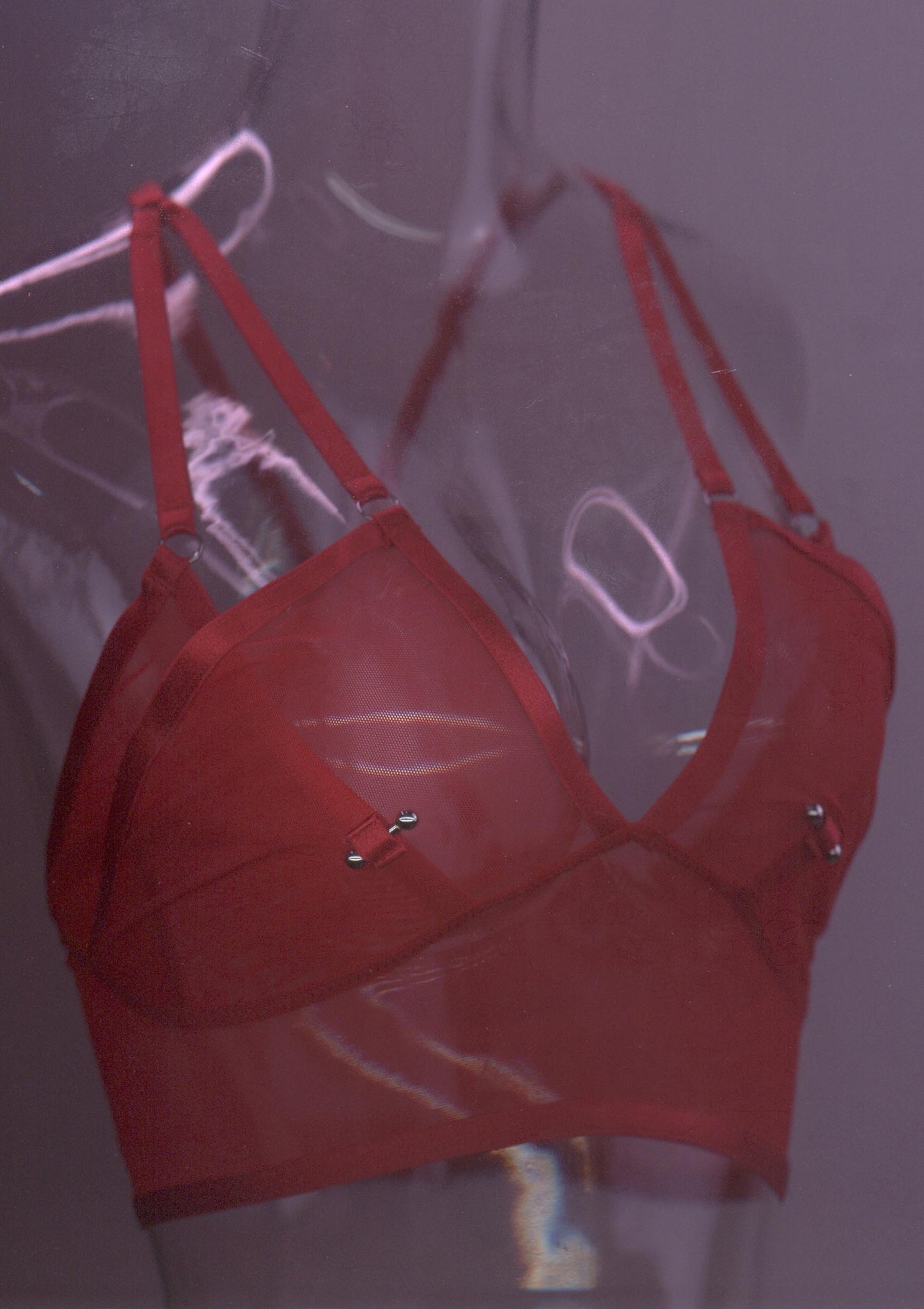 Doing It To Death Layered Mesh Bralette In Red