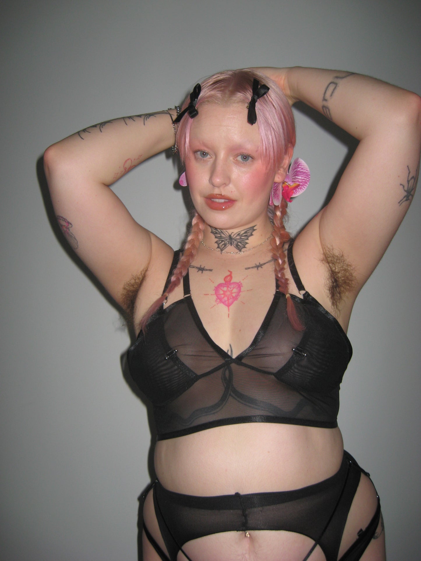Doing It To Death Layered Mesh Bralette In Black