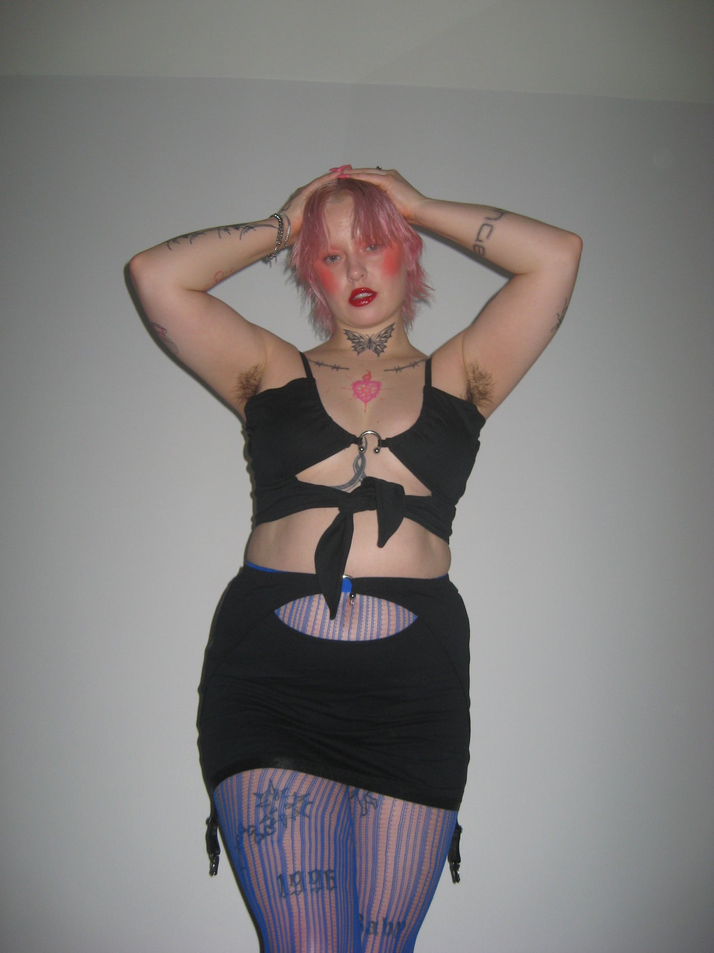 Underneath It All Backless Mini Skirt With Thong In Black