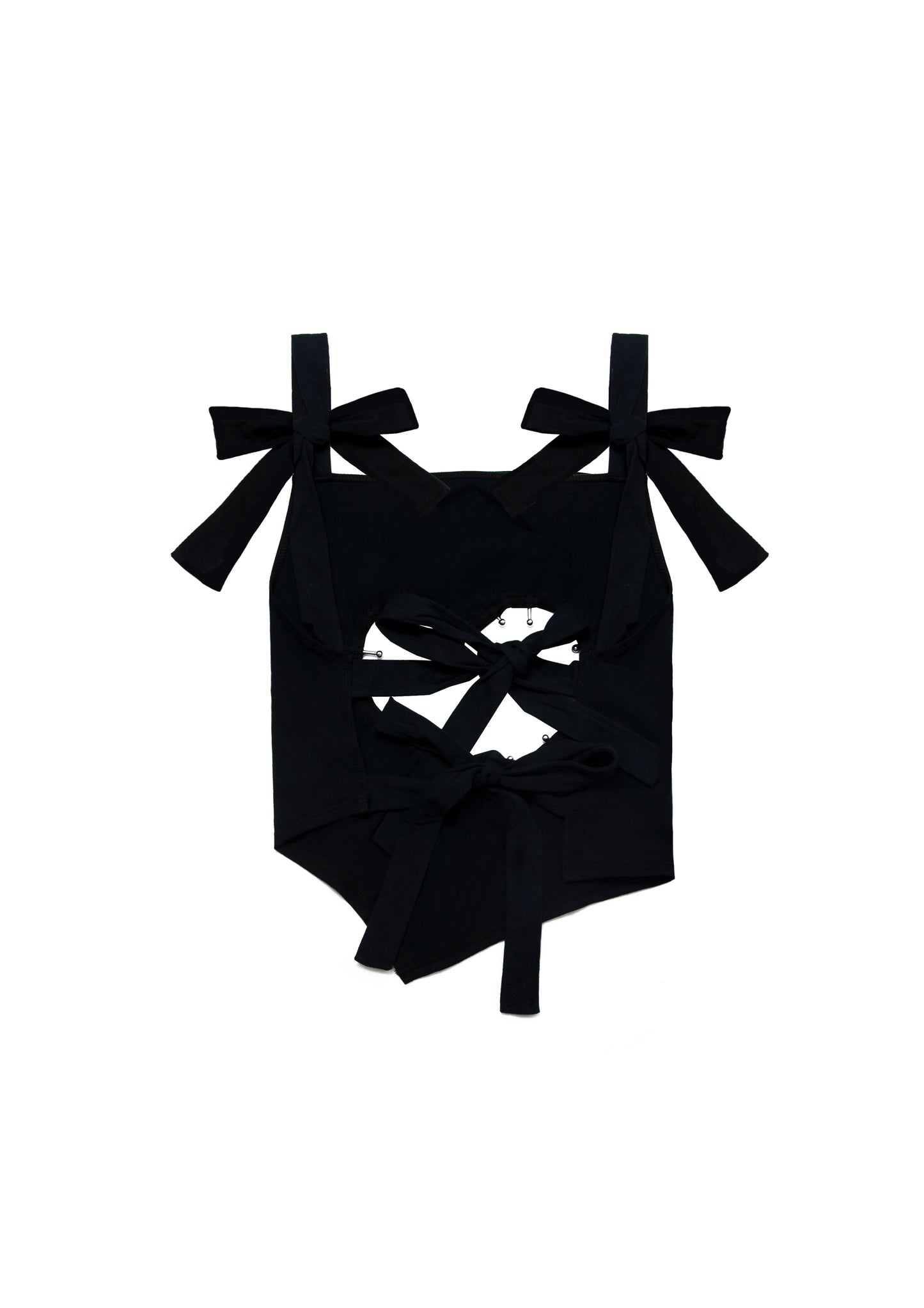 Lovefool Heart Cutout Bow Top In Black