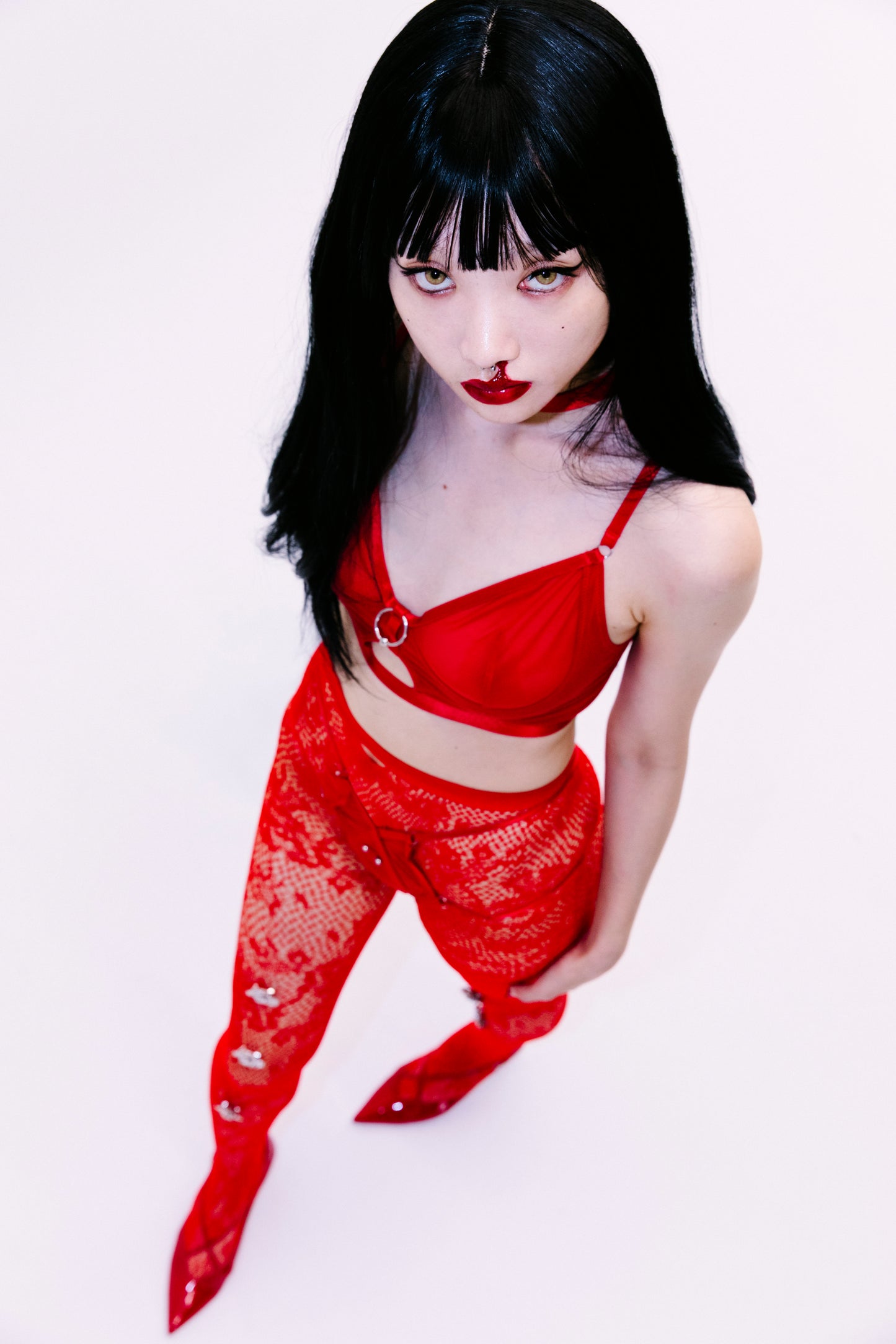 Love Is A Deserter Choker Bralette In Red