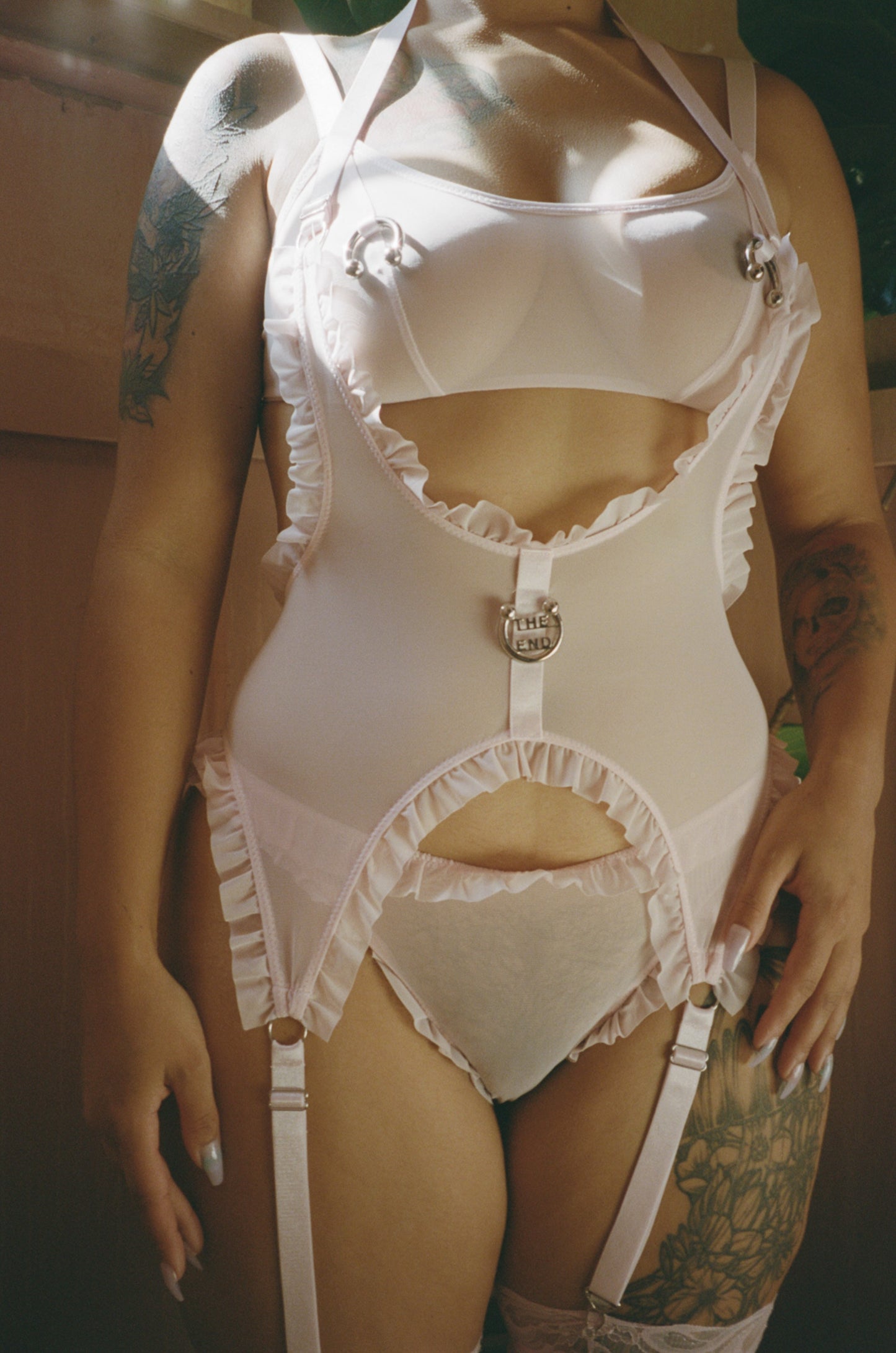Baby One More Time Backless Briefs In Pink Mesh