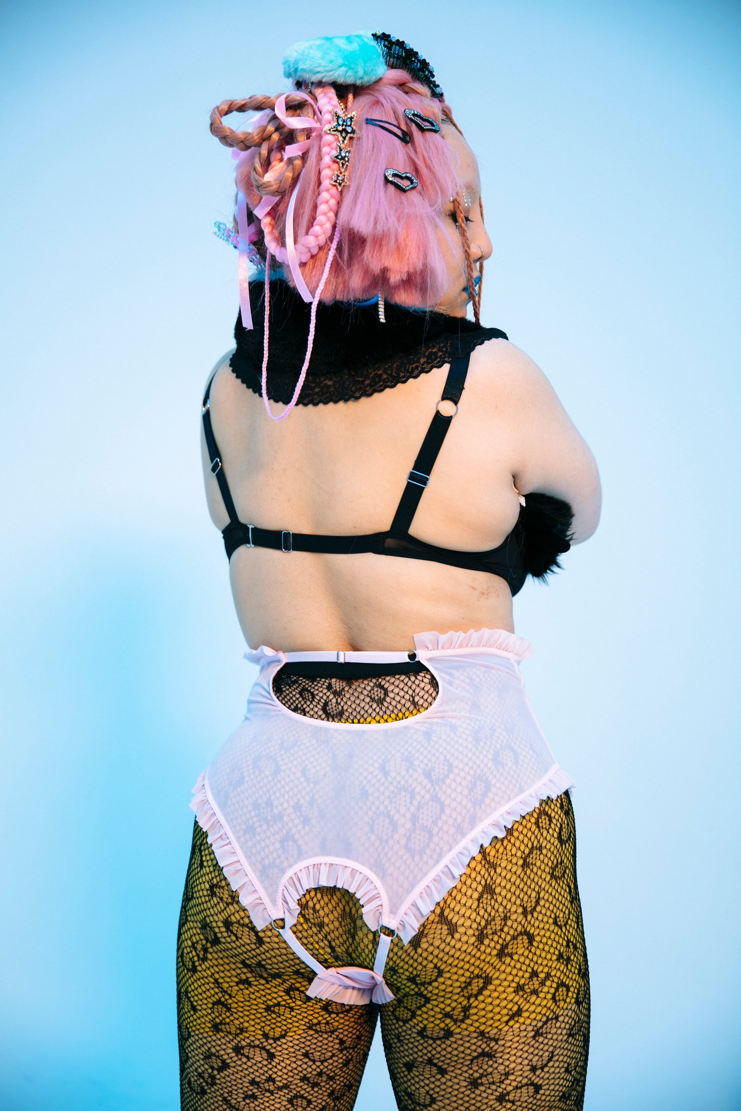 Circular Barbell Bralette In Black Mesh