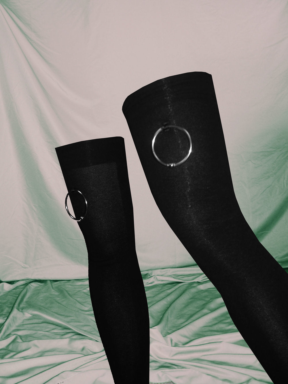 The End Thigh High Socks With White Embroidery