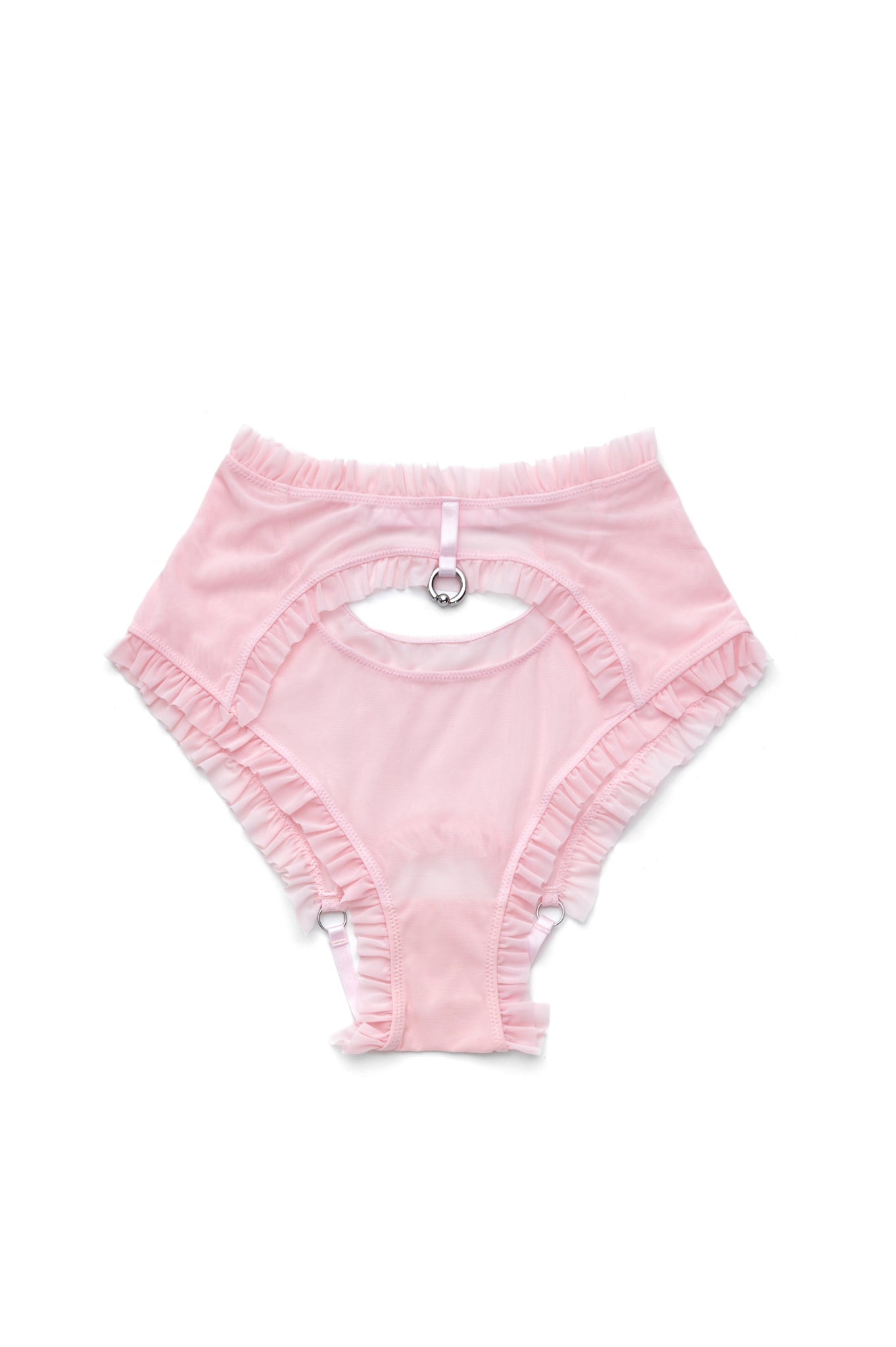 Let Go High Waist Backless Briefs In Pink Mesh