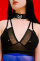 Doing It To Death Layered Mesh Bralette In Black