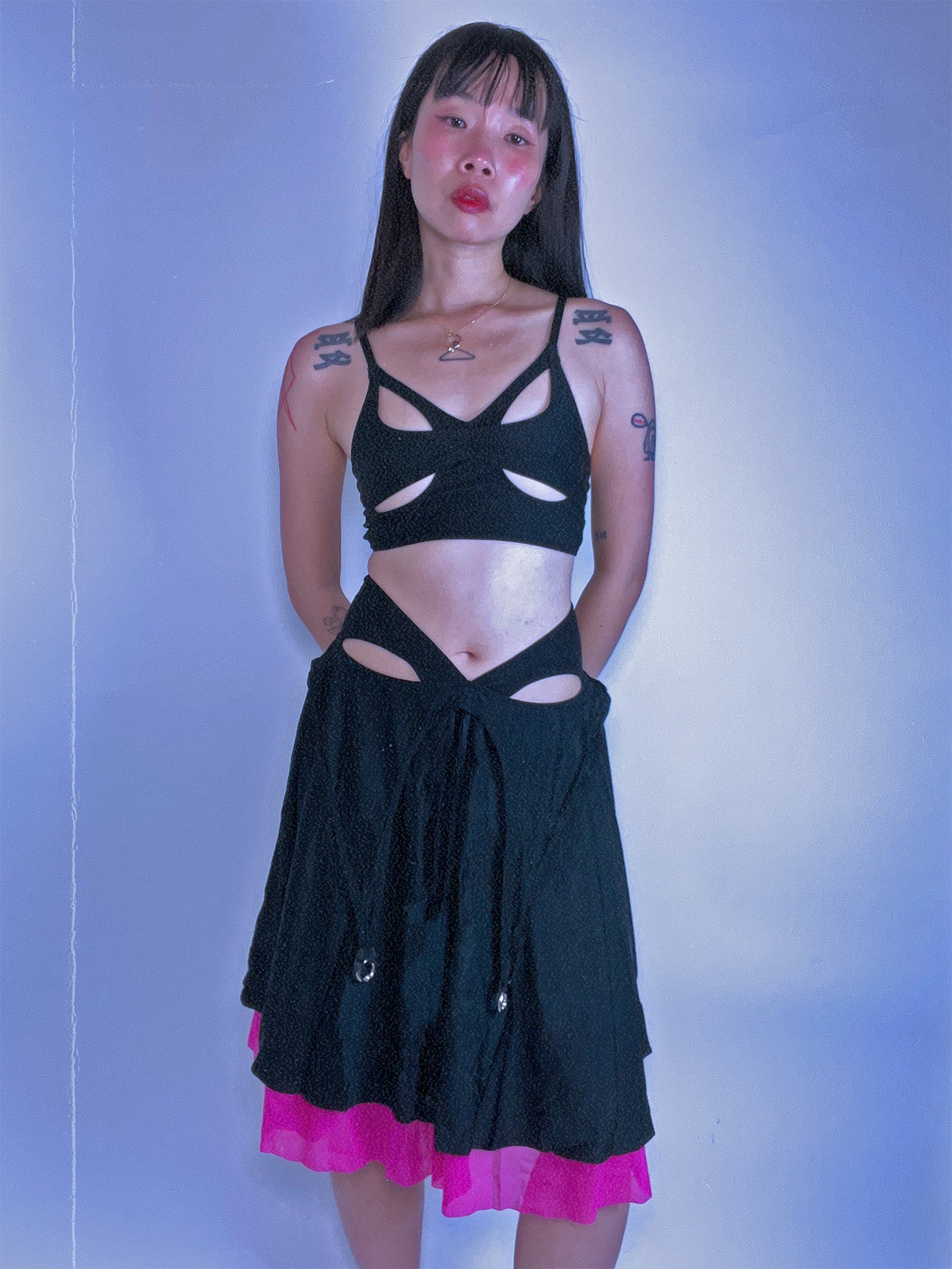 Automatic Cupro® Vegan Silk Cutout Bralette In Black