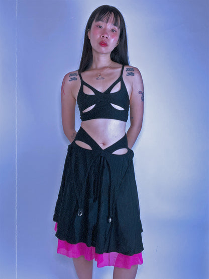 Automatic Cupro® Vegan Silk Cutout Bralette In Black