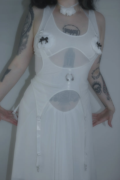 Happy Ending Garter Belt In White Organic Cotton