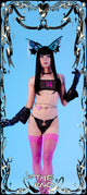 Person in cosplay outfit with decorative border and 'The End' text on a blue background