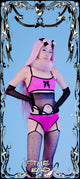 Person in pink outfit with decorative border and 'The End' text on a blue background