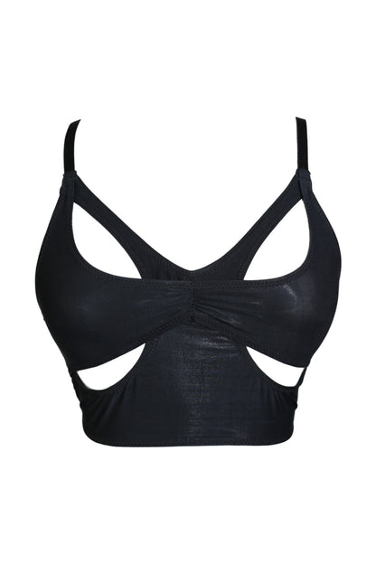 Automatic Cupro® Vegan Silk Cutout Bralette In Black