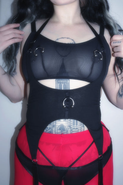 Happy Ending Garter Belt In Black Organic Cotton
