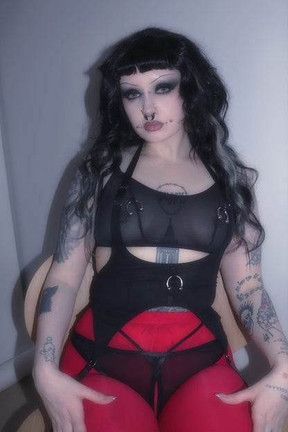 Circular Barbell Bralette In Black Mesh
