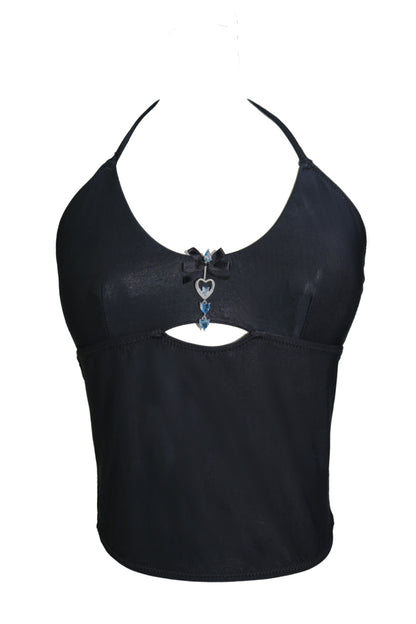 Prisoner Of Love Cupro® Vegan Silk Halter Top In Black