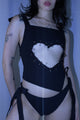 Lovefool Heart Cutout Bow Top In Black
