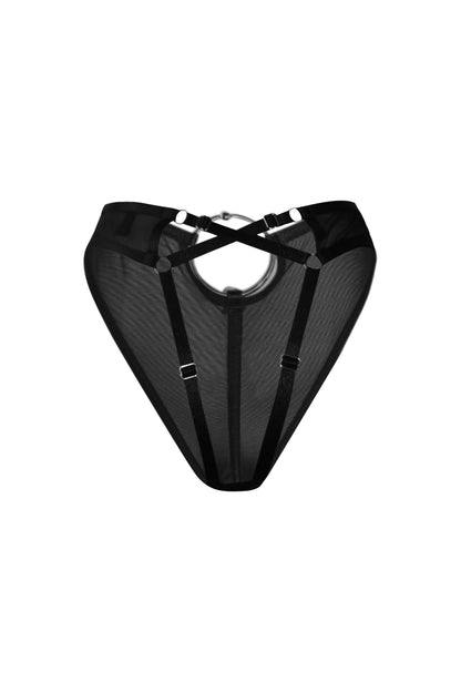 Heart Skipped A Beat Ouvert Thong In Black