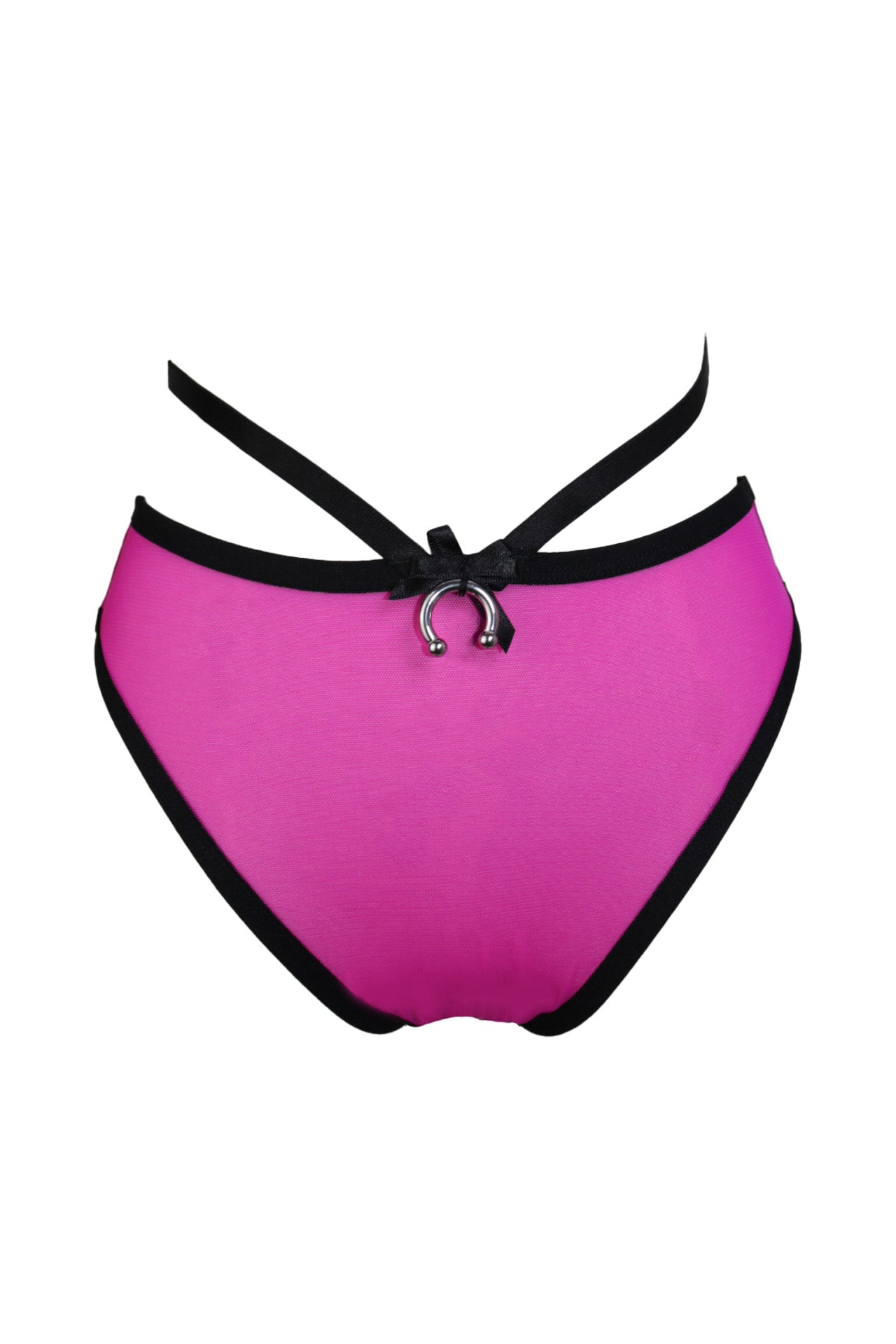 Addicted To You Recycled Mesh Briefs With Waist Straps In Fuchsia