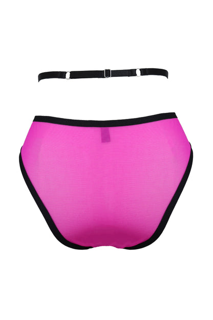 Addicted To You Recycled Mesh Briefs With Waist Straps In Fuchsia