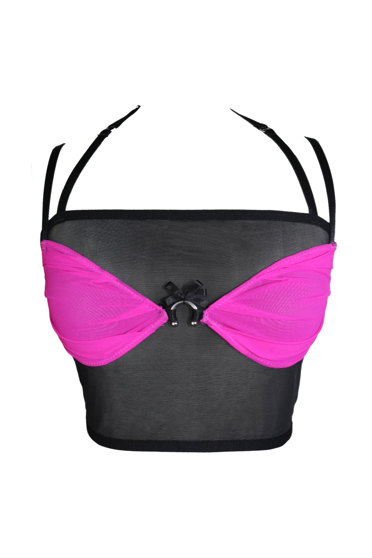 First Love Cropped Mesh Cami Top In Black