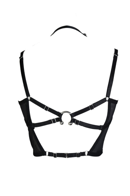 First Love Cropped Mesh Cami Top In Black