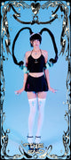Person in black outfit with decorative frame and 'The End' text on blue background