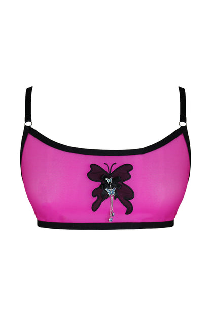One Last Kiss Butterfly Bralette In Fuchsia