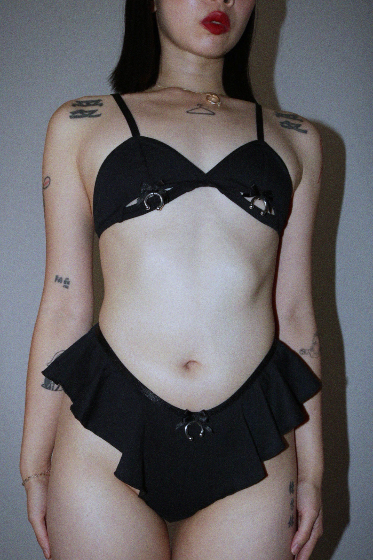 Crystalised Triangle Bralette In Black