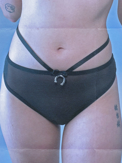 Addicted To You Recycled Mesh Briefs With Waist Straps In Black
