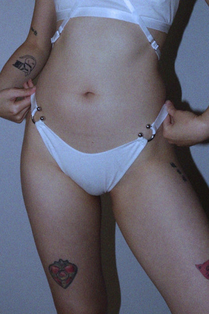 Chained Dipped Front Briefs  In White