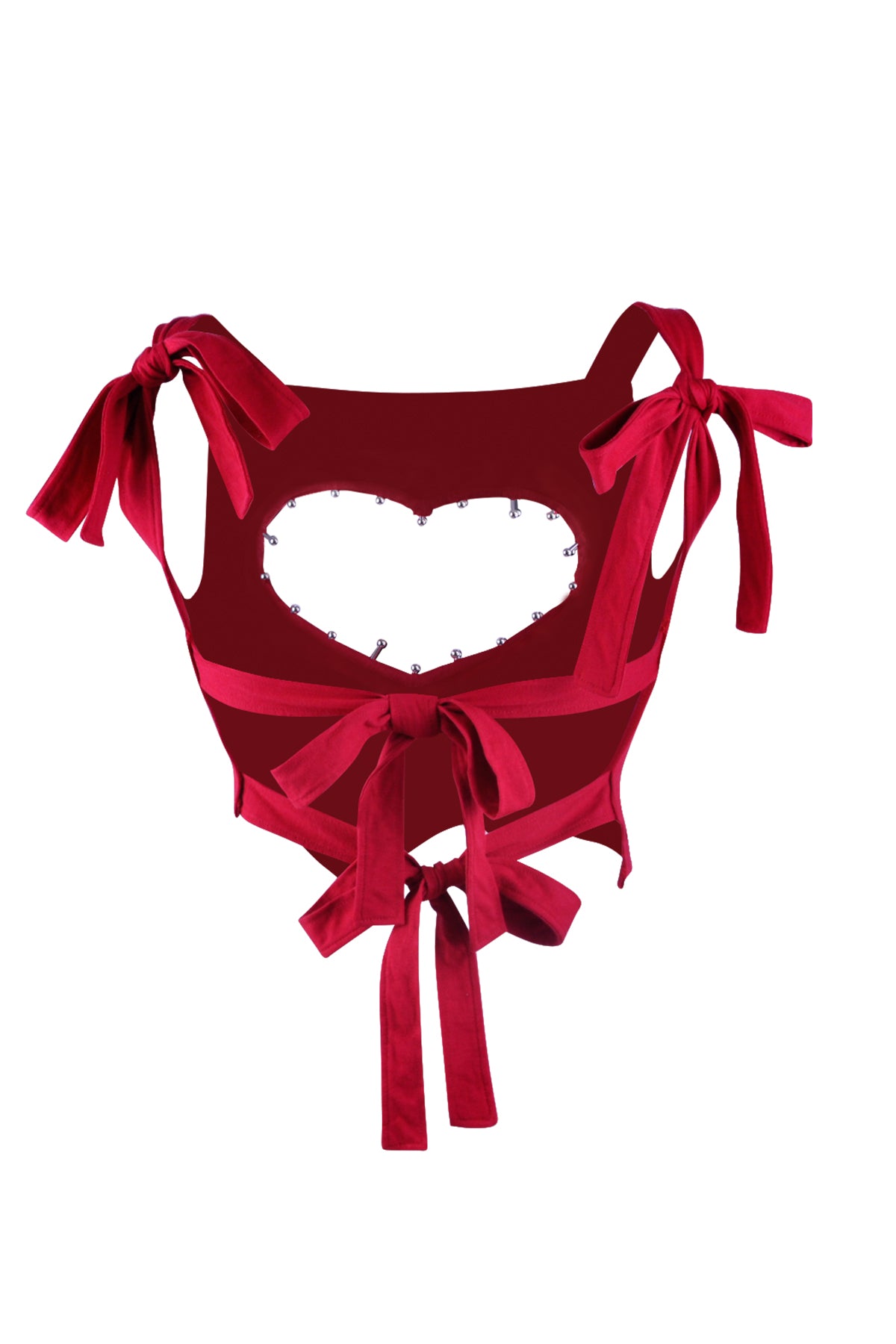Lovefool Heart Cutout Bow Top In Red