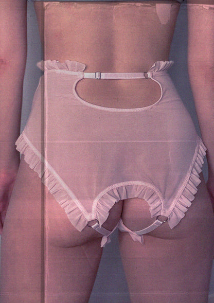 Let Go High Waist Backless Briefs In Pink Mesh