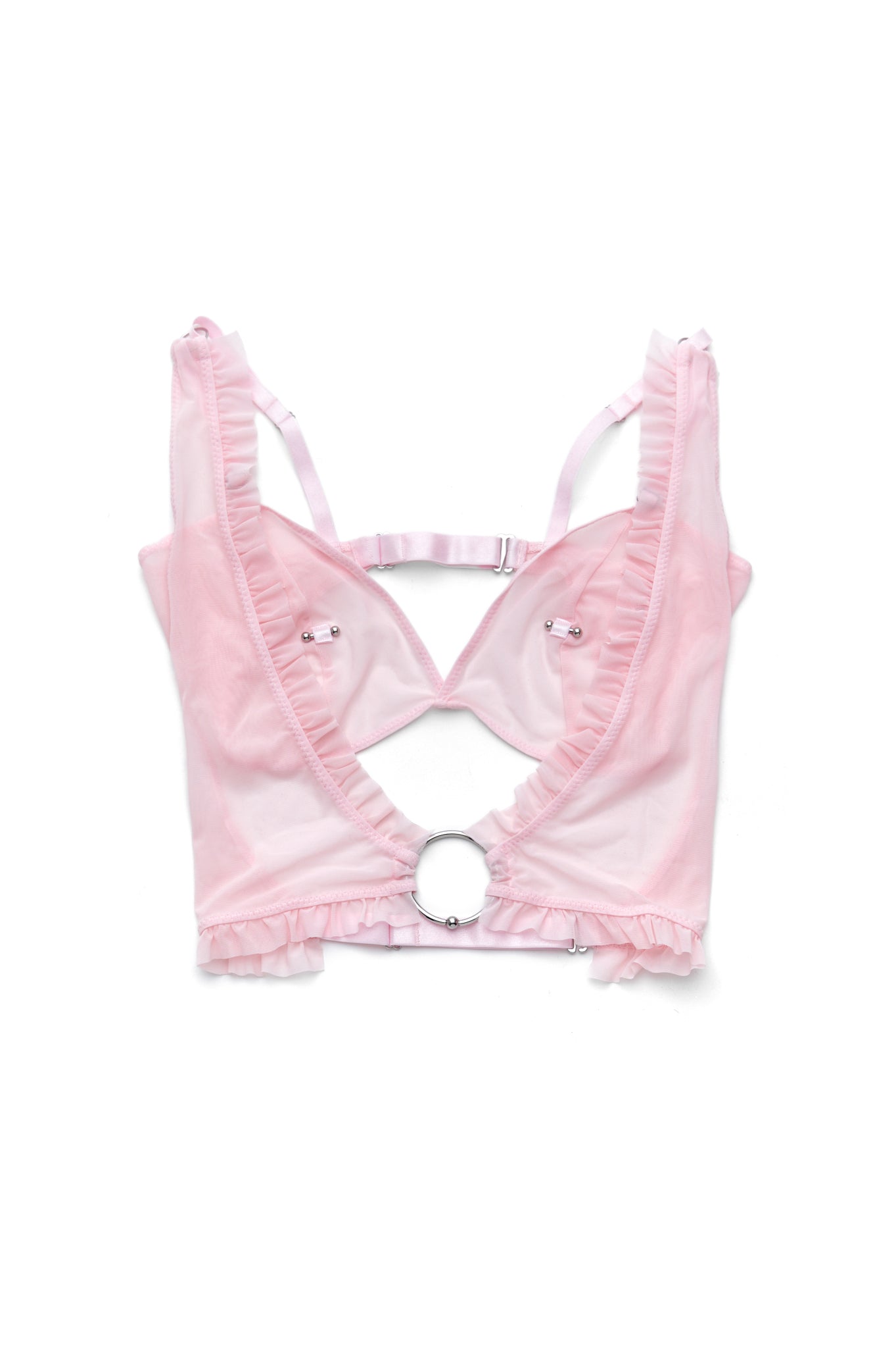 Under My Skin Bralette In Pink Mesh