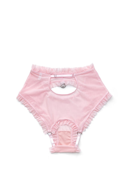 Let Go High Waist Backless Briefs In Pink Mesh