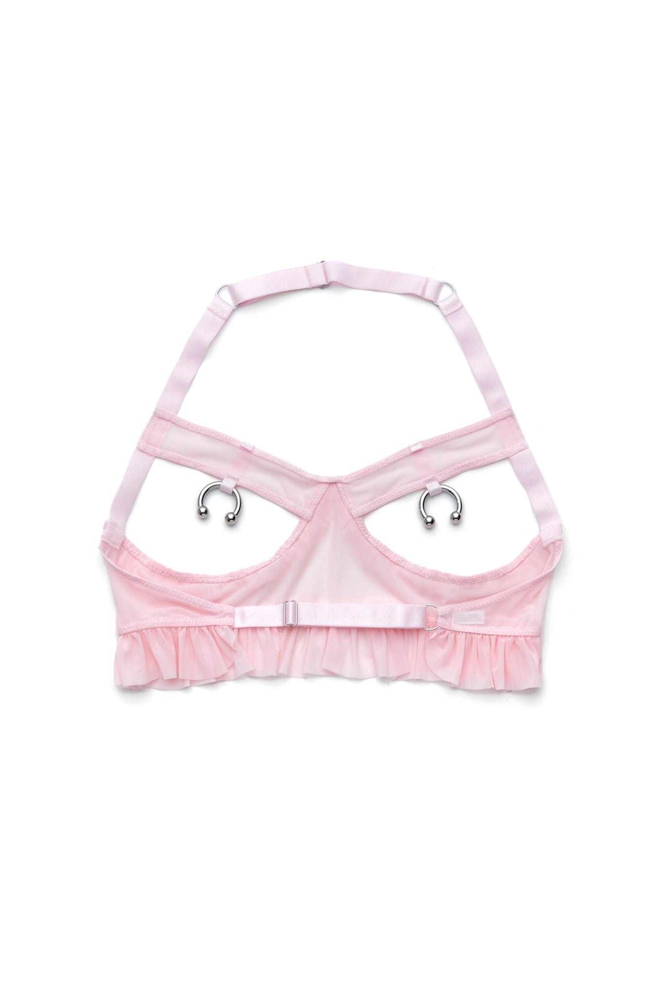 Circular Barbell Bralette In Pink Mesh – The End Label, pink bra